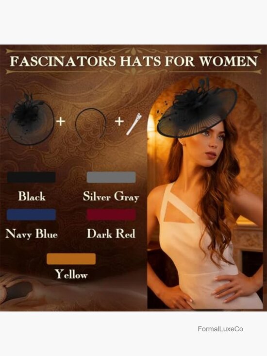 Chic Fascinator Hat with Feathers for Women Wedding Derby Tea Party main image 3